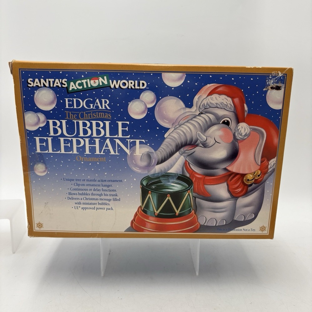 VTG 1995~ Edgar the‎ Christmas Bubble Elephant~ Kurt Adler ~New In Box!